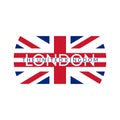 London text. Typography design with England or UK flag. The United Kingdom and London city banner, poster, Tee print, T-shirt Royalty Free Stock Photo